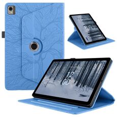 Custodia per tablet in pelle con rotazione goffrata Tree Life per Nokia T21 (blu)