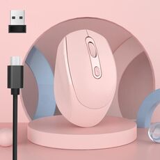 HXSJ M107 Mouse wireless ricaricabile a 4 pulsanti 1600 DPI 2,4 GHz (rosa)