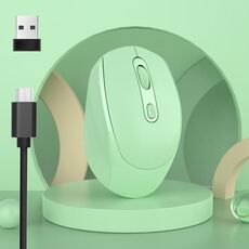 HXSJ M107 Mouse ricaricabile wireless a 4 pulsanti 1600 DPI 2,4 GHz (verde)