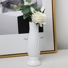 Ornamenti per la decorazione della casa in porcellana imitazione vaso a prova di caduta semplice a forma di petalo (bianco)