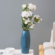 Durevole a prova di caduta e a prova di crepa Addensato PE addensato Ornamenti di fiori secchi Imitazione smalto Vaso per composizioni floreali per soggiorno (Blu mare)