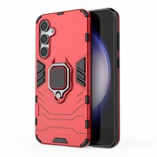 Per Samsung Galaxy S23 FE 5G PC + Custodia protettiva antiurto in TPU con supporto ad anello magnetico(Rosso)