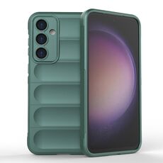 Per Samsung Galaxy S23 FE 5G Magic Shield TPU + custodia per telefono in flanella (verde scuro)