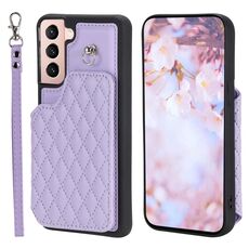 Per Samsung Galaxy S22+ 5G Custodia per cellulare con struttura a griglia e cordino (viola)