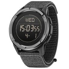 NORTH EDGE ALPS Orologio sportivo intelligente da uomo con cinturino in nylon digitale in fibra di carbonio impermeabile all'aperto (nero)