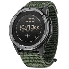 NORTH EDGE ALPS Orologio sportivo intelligente da uomo con cinturino in nylon digitale in fibra di carbonio impermeabile all'aperto (verde militare)