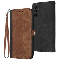 Per Samsung Galaxy S23 FE 5G Custodia per cellulare in pelle con fibbia laterale doppia piega (marrone)