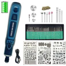 Kit mini smerigliatrice elettrica ricaricabile 55 in 1. Strumento per manicure trapano elettrico in miniatura regolabile a 3 velocità