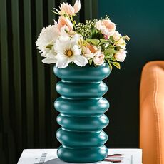 Vaso per fiori a spirale in plastica Wet & Dry Composizione floreale in porcellana smaltata imitazione (verde scuro)