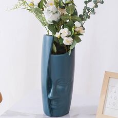 Vaso smaltato imitazione di ornamenti di fiori secchi in PE addensato resistente alle cadute (blu mare)