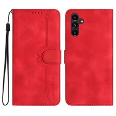 Custodia in pelle per Samsung Galaxy S23 FE 5G con motivo a cuore Skin Feel (rosso)