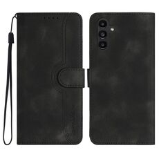 Custodia in pelle per Samsung Galaxy S23 FE 5G con motivo a cuore Skin Feel (nera)