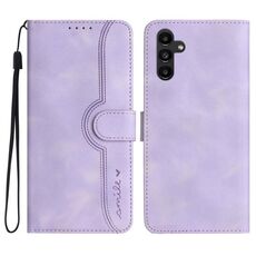 Per Samsung Galaxy S23 FE 5G Custodia in pelle con motivo a cuore Skin Feel (viola)