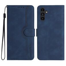 Custodia in pelle per Samsung Galaxy S23 FE 5G con motivo a cuore Skin Feel (blu reale)