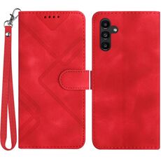 Custodia in pelle per Samsung Galaxy S23 FE 5G con motivo a linee Skin Feel (rossa)