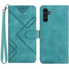 Per Samsung Galaxy S23 FE 5G Custodia per telefono in pelle con motivo linea Skin Feel (azzurro)