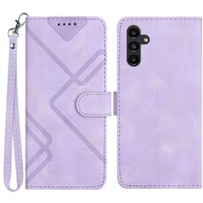 Custodia in pelle per Samsung Galaxy S23 FE 5G con motivo a linee Skin Feel (viola chiaro)