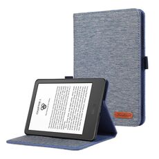 Per Amazon Kindle 11th 2022 / Kindle 6 Custodia in tessuto con texture orizzontale Flip PU + TPU Tablet (Deep Blue)