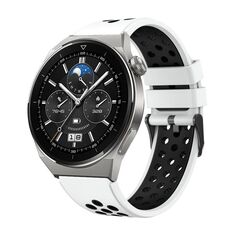 Per Huawei Watch GT3 Pro 46mm cinturino in silicone bicolore con foro tondo (bianco nero)