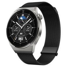 Per Huawei Watch GT3 Pro 46mm Milan cinturino doppio acciaio magnetico in maglia (nero)