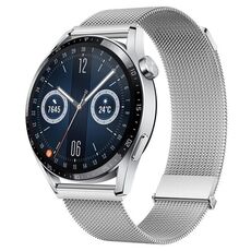 Per Huawei Watch GT3 46mm Milan cinturino doppio acciaio magnetico in maglia (argento)