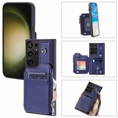 Per Samsung Galaxy S22 Ultra 5G Slot per schede con cerniera Custodia per telefono RFID (blu)