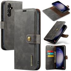 Per Samsung Galaxy S23 FE 5G DG.MING Custodia in pelle magnetica staccabile con texture Crazy Horse (grigio)