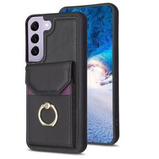 Per Samsung Galaxy S22+ 5G BF29 Custodia per telefono con anello per porta carte di organo (nero)