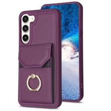 Per Samsung Galaxy S23+ 5G BF29 Custodia per telefono con anello per porta carte di organo (viola scuro)