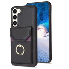 Per Samsung Galaxy S23+ 5G BF29 Custodia per telefono con anello per porta carte di organo (nero)