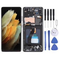 Schermo LCD OLED per Samsung Galaxy S21 Ultra 5G SM-G998B Digitizer assemblaggio completo con cornice (nero)
