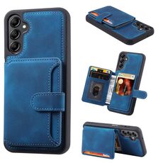 Per Samsung Galaxy S23 FE 5G Skin Feel Dream RFID Custodia antifurto per carta PU Custodia per telefono (Blu pavone)