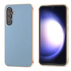 Per Samsung Galaxy S23 FE 5G Nano Galvanotecnica Haze Texture PU Custodia per telefono (Azzurro)