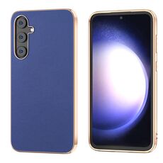 Per Samsung Galaxy S23 FE 5G Nano Galvanotecnica Haze Texture PU Custodia per telefono (Blu scuro)