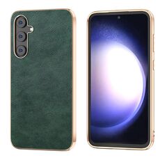 Per Samsung Galaxy S23 FE 5G Nano Galvanotecnica Custodia per telefono in PU con texture Lichi a doppio colore (verde)