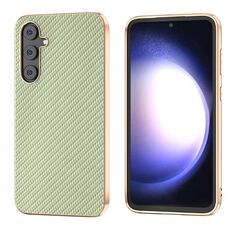 Per Samsung Galaxy S23 FE 5G Nano Galvanotecnica Custodia per telefono con struttura in fibra di carbonio (verde)