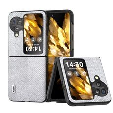 Per OPPO Find N3 Flip Diamond ABEEL Custodia per telefono con bordo nero (argento gioiello)