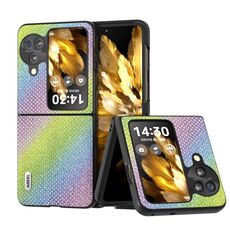 Per OPPO Find N3 Flip Diamond ABEEL Custodia per telefono con bordo nero (Rainbow Diamond)