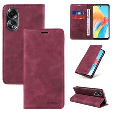 Per OPPO A58 4G BETOPNICE Custodia per telefono in pelle antifurto con aspirazione (vino rosso)