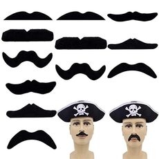 3 set di barba realistica per cosplay in maschera di Halloween con adesivo (7-12 cm)