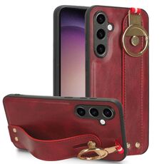 Custodia per telefono posteriore in pelle con cinturino per Samsung Galaxy S23 FE 5G (rossa)
