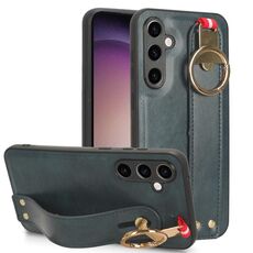 Custodia per telefono posteriore in pelle con cinturino per Samsung Galaxy S23 FE 5G (blu)