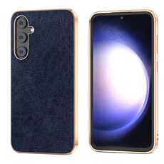 Per Samsung Galaxy S23 FE 5G Custodia per telefono in PU con texture retrò litchi (blu)