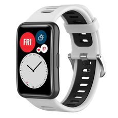 Per Huawei Watch Fit Nuovo cinturino in silicone bicolore (bianco + nero)