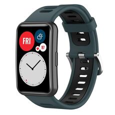 Per Huawei Watch Fit Nuovo cinturino in silicone bicolore (verde oliva + nero)