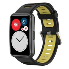 Per Huawei Watch Fit Nuovo cinturino in silicone bicolore (nero + giallo)