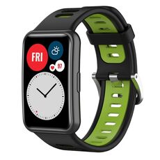 Per Huawei Watch Fit Nuovo cinturino in silicone bicolore (nero + verde)