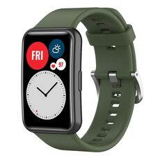 Per Huawei Watch Fit nuovo cinturino in silicone tinta unita (verde scuro)