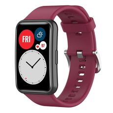 Per Huawei Watch Fit nuovo cinturino in silicone tinta unita (vino rosso)