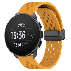 Per cinturino in silicone con chiusura magnetica pieghevole SUUNTO 9 Peak Pro da 22 mm (giallo)